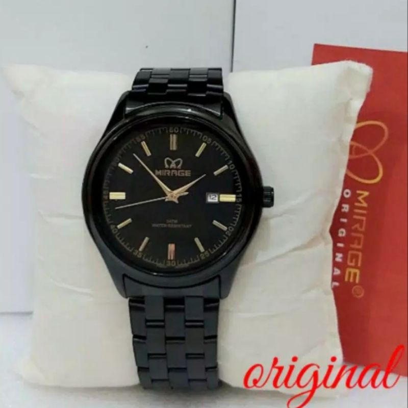 jam tangan pria;MIRAGE M8300BRP-Lhitam full~ORIGINAL WATER RESISTANT~TGL~STAINLEES