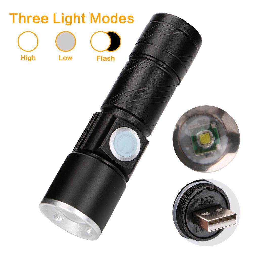 TaffLED Senter LED USB Rechargeable 2000 Lumens USB Built-in battery Rechargeable lasting Flashlight Q5 3 modes mini Zoom Light flash Waterproof Tactical Camping Bike Torch Portable 5W 395nm UV Flashlight Curing Lamp USB Charging Detection Light