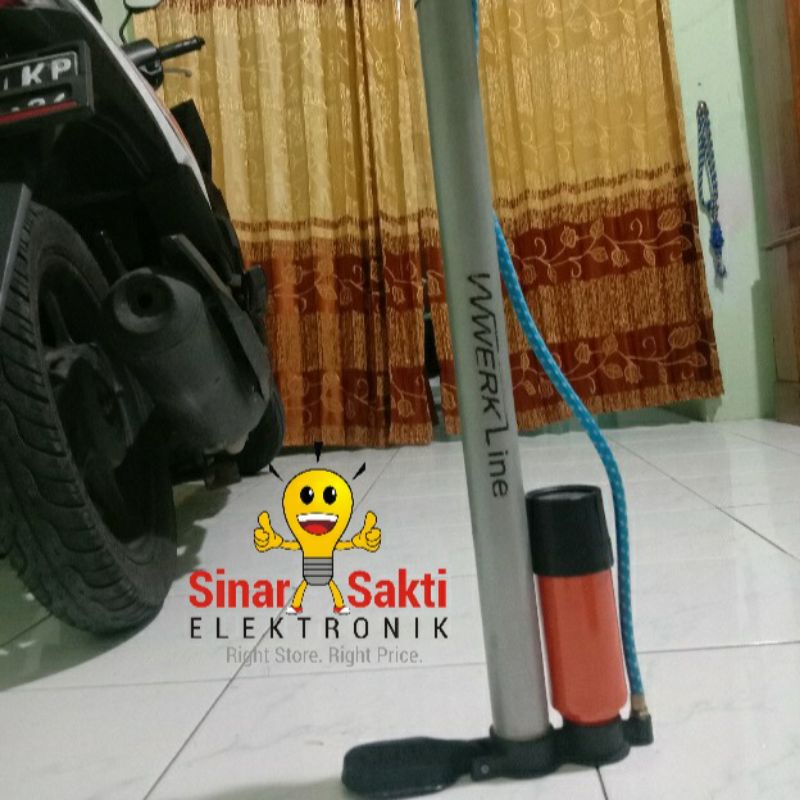 Pompa Angin Ban Manual Sepeda Motor Mobil + Tabung Meter Besi Tangan Kokoh Murah Malang