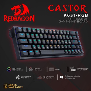 Redragon Universal Mech Gaming Keyboard 68 Keys RGB CASTOR - K631-RGB