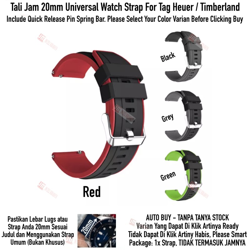 SSR Tali Jam 20mm Watch Strap Untuk Tag Heuer / Timberland - Rubber Silikon Sporty