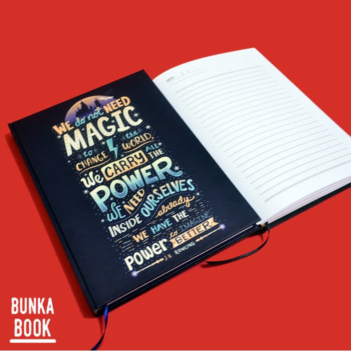 

Stok Ready Note Book Film Harry Potter JK Rowling Quote Hardcover Bergaris terakhir