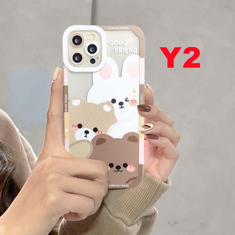 IPHONE Sahabat Lucu Soft TPU Case Kompatibel Untuk Iphone6 6s 7 8 Plus 11 Pro Max 7Plus 8Plus XR X XS Max 12 13 Pro Max 14 Pro Max Beruang Lucu Kelinci Soft Case