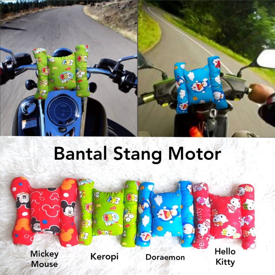 Bantal Stang Motor Anak Motif Karakter Doraemon Hello Kitty Aksesoris