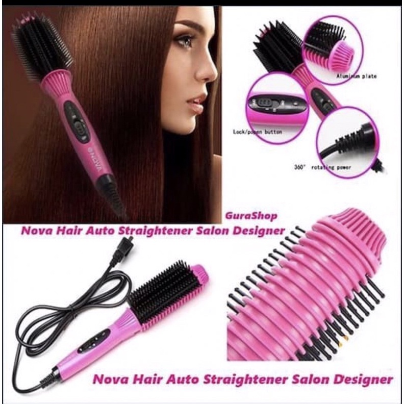 NOVA HAIR AUTO STRAIGHTENER SALON DESIGNER NHC-8810 (WARNA RANDOM) -GC