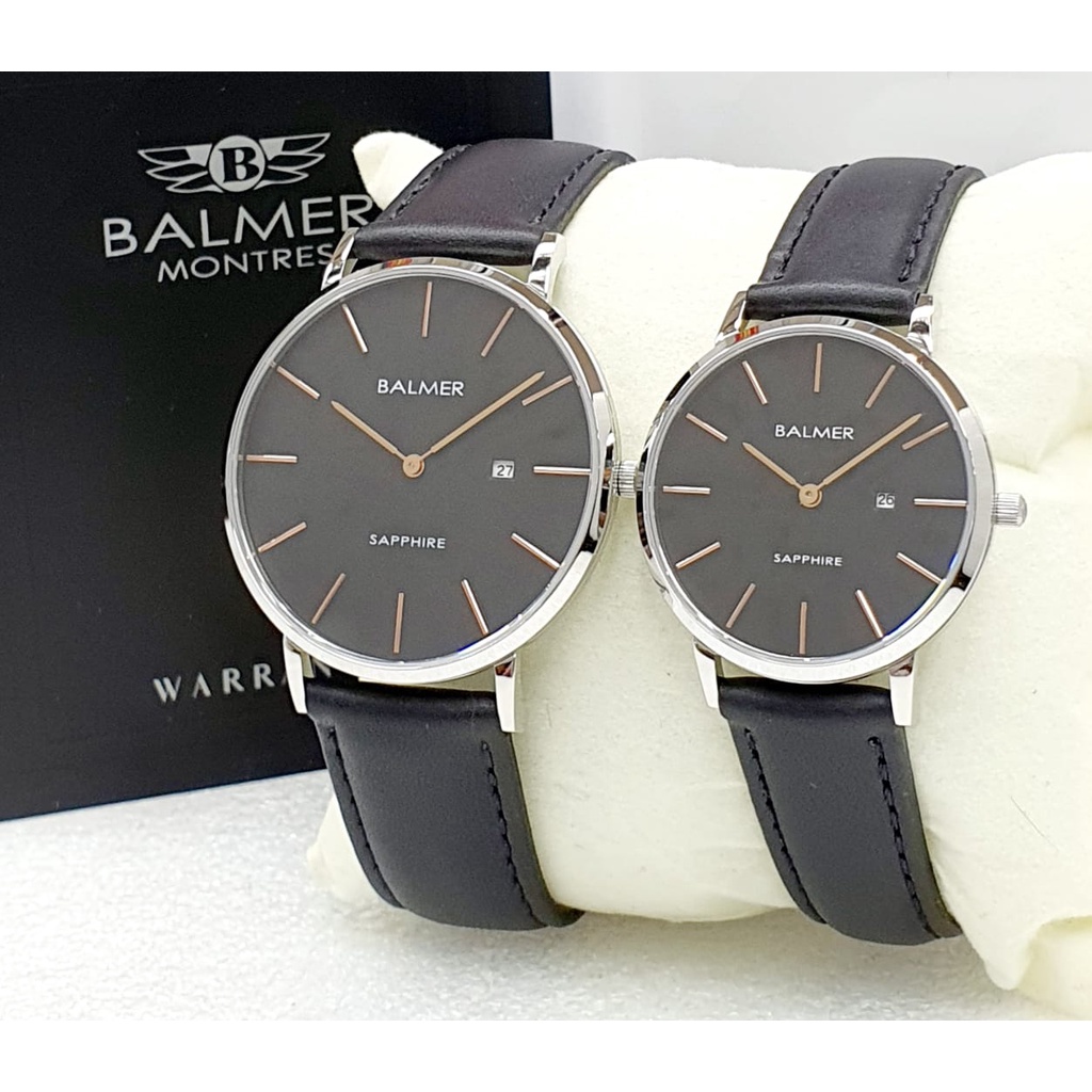 Jam Tangan Couple Balmer 8143 Analog Strap Kulit Sapphire Original