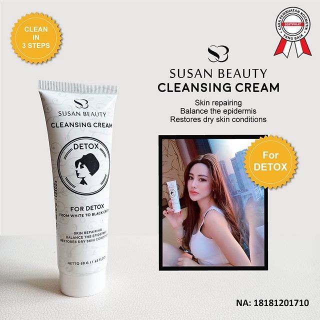 Detox Wajah BPOM Susan Cream Lamars Mengangkat Sisa Kosmetik Anti Penuaan Keriput Pegencang Kerutan