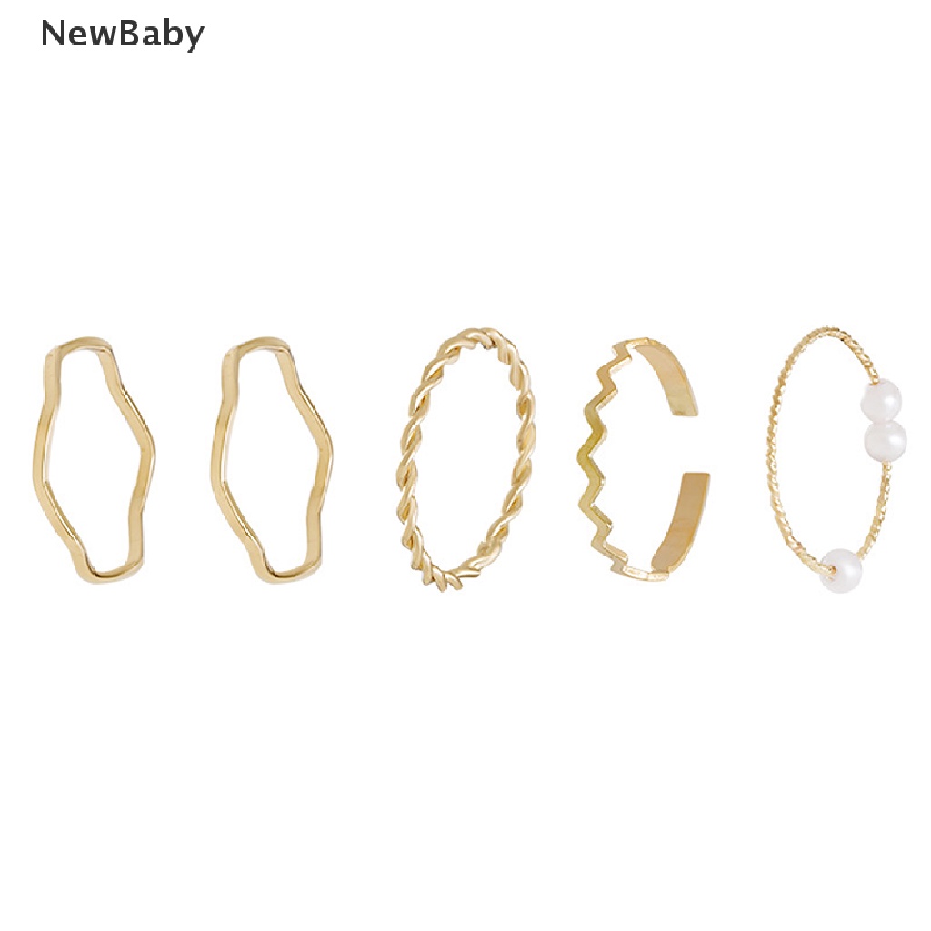 Newbaby Set Cincin Metal Alloy Bulat Hollow Gaya Punk Untuk Wanita 2021