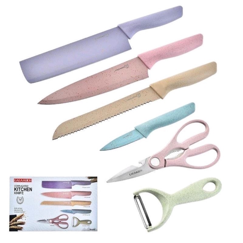 Pisau Set Dapur 6 Pcs Pisau Macaron Anti Lengket
