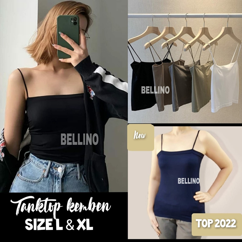 Premium Jumbo Tanktop Kemben Tali Cewek Size L XL Model Hits Terbaru 2022 / Tangtop Basic Crop Gaya Korea Premium Bahan Katun Adem Stretch