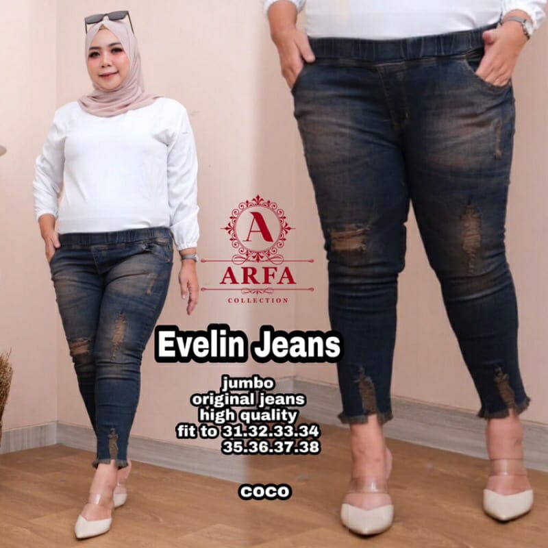 SIZE 28-42!! TERBARU EVELIN JEGGING 7/9 VARIASI SOBEK TIDAK TEMBUS.kheisya