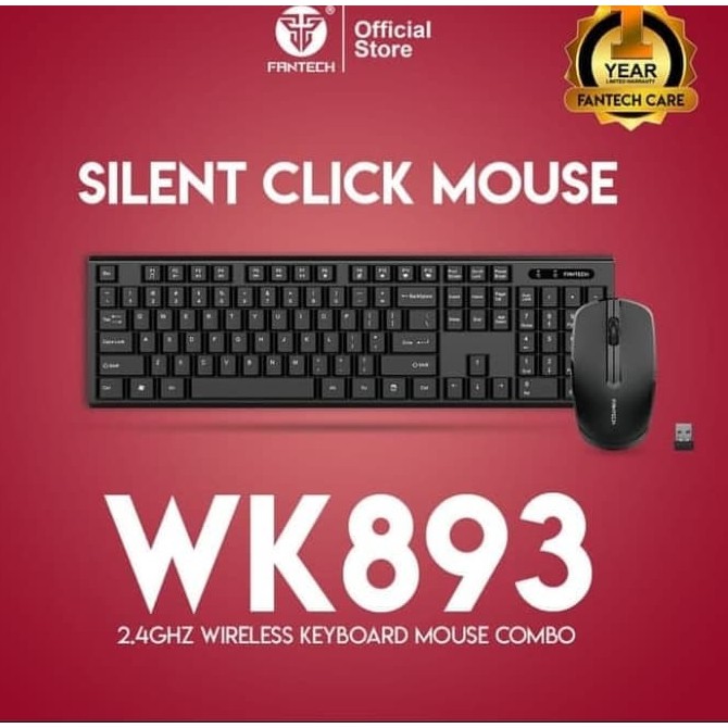 Fantech WK893 Keyboard Mouse Wireless Combo 2.4Ghz Silent Click