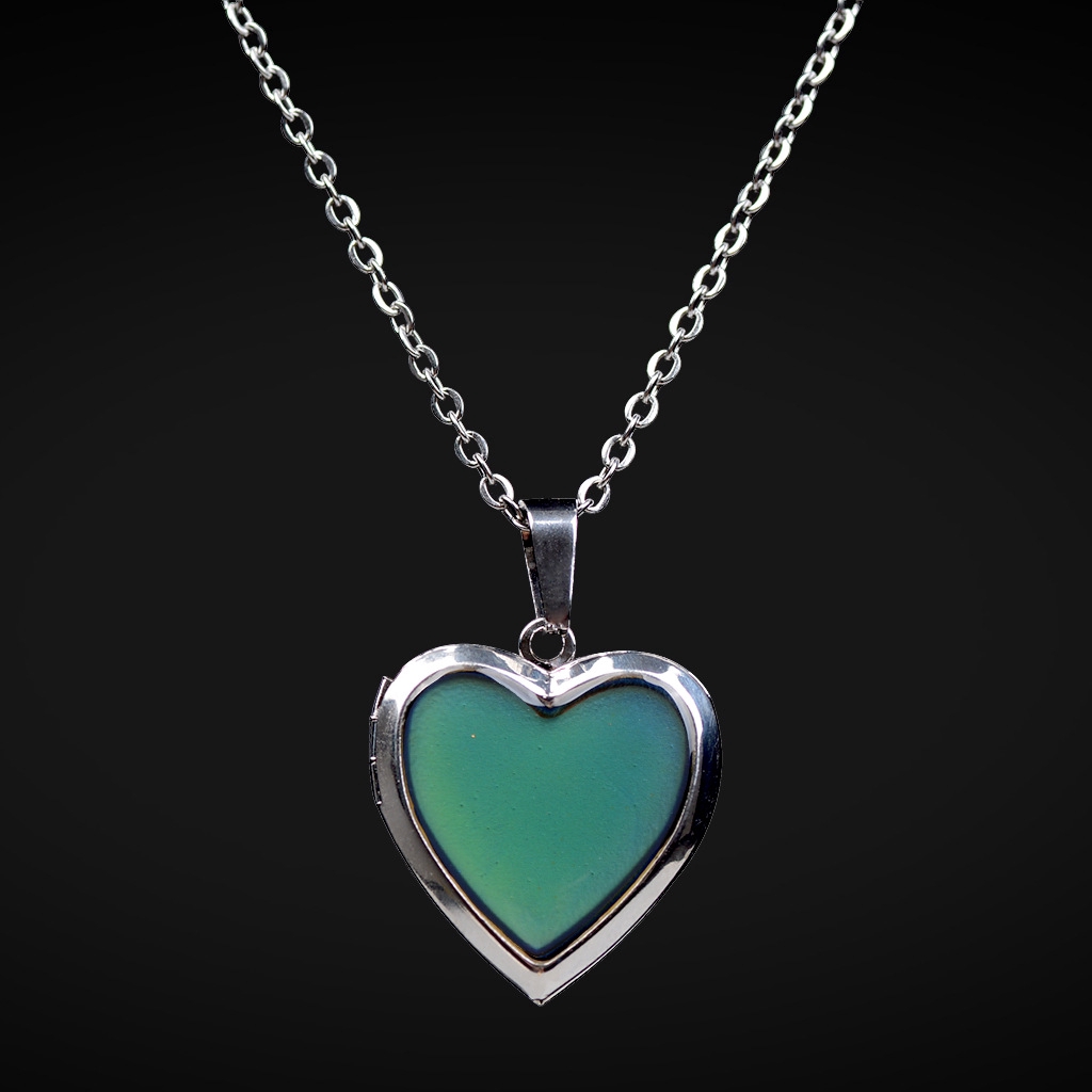 Kalung Secret Message Heart Shape Pendant Necklace Temperature Change Color Necklaces for Women Girl Jewelry Gift