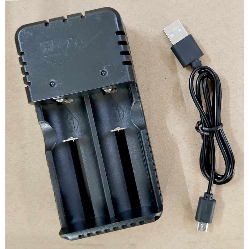 Charger Baterai USB 18650 2 Slot - JS-07 - Black