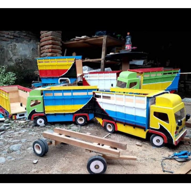 miniatur truk kayu truk oleng besar