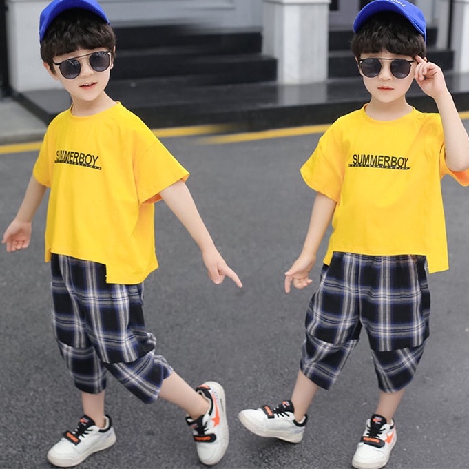 Setelan Anak Unisex Motif Summer Boy Baju Anak Import Usia 3-10 thn