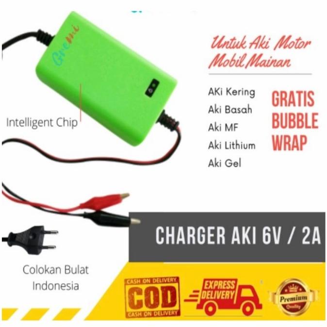 Carger Aki Mobil Motor Mainan 6Volt 2Ampere Charger Casan Aki