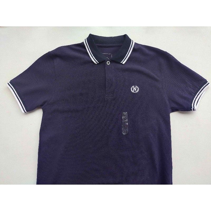 NEVADA Kaos Polo Pria Navy line Putih di Leher dan Lengan Ori dan Realpict