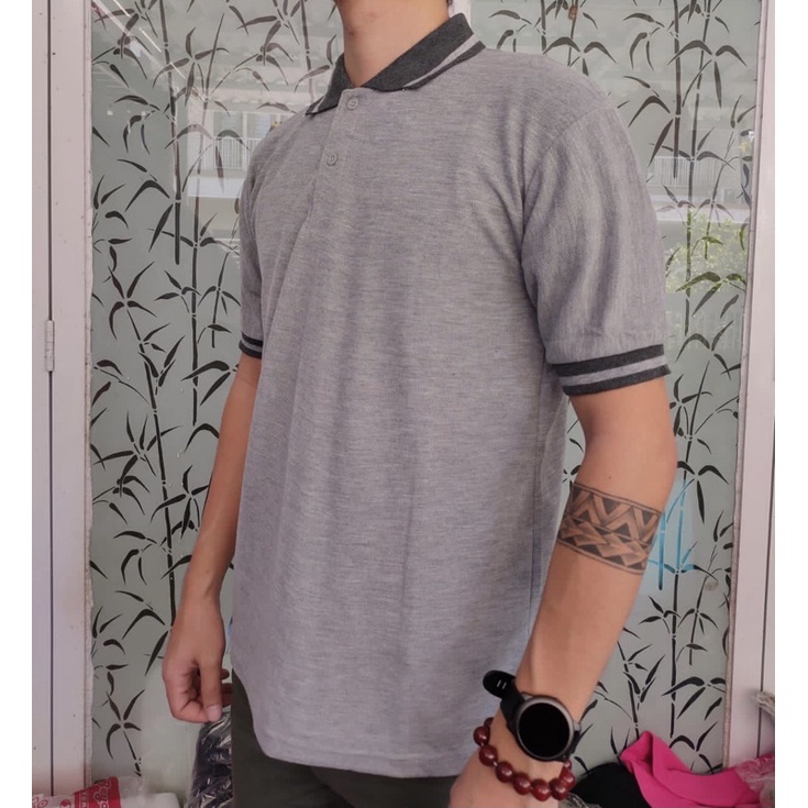 kaos polo kerah Pendek Dewasa M,L,XL,XXL / T-shirt / Pakain Pria / Kaos kerah / Polo Tshirt-Abu