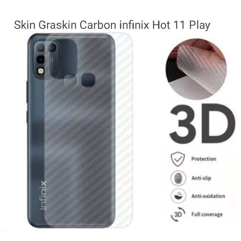 Skin Garskin Karbon Carbon Infinix Hot 11 Play Hot 10 Play Anti Jamur Belakang Transparan