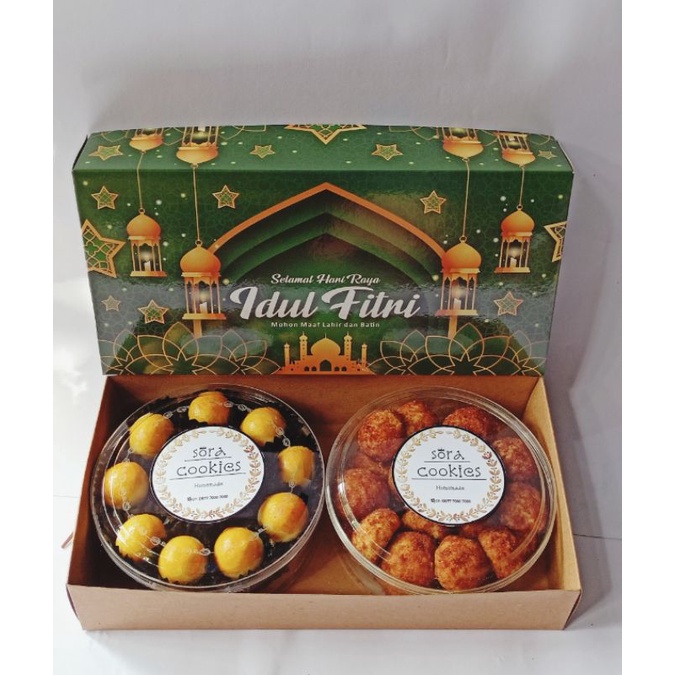 

kue kering lebaran Sora cookies paket isi 2 sudah termasuk box