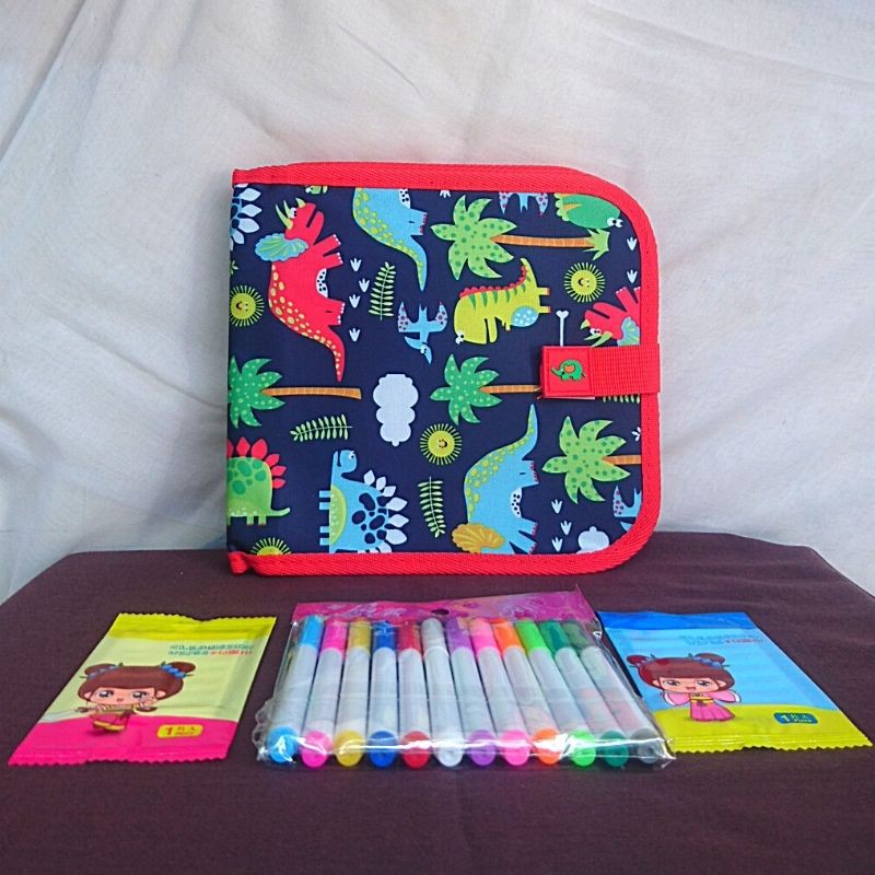 Mainan Edukasi Anak Perempuan Laki Laki Balita 4 Tahun Buku Menggambar Untuk Cewek Cowok FREE SPIDOL-Dino Coconut Merah