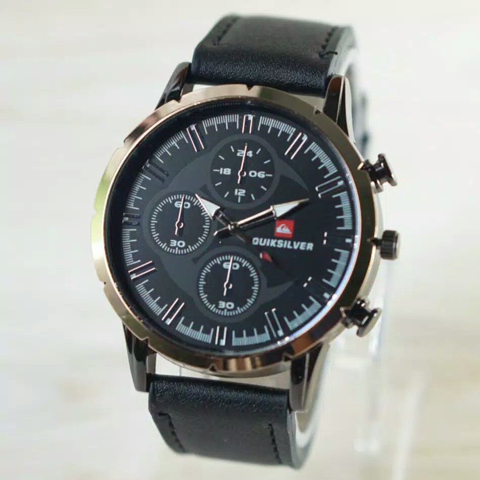 JAM TANGAN MURAH PRIA QS04 LEATHER CHRONO VARASI // (ring rosegold)