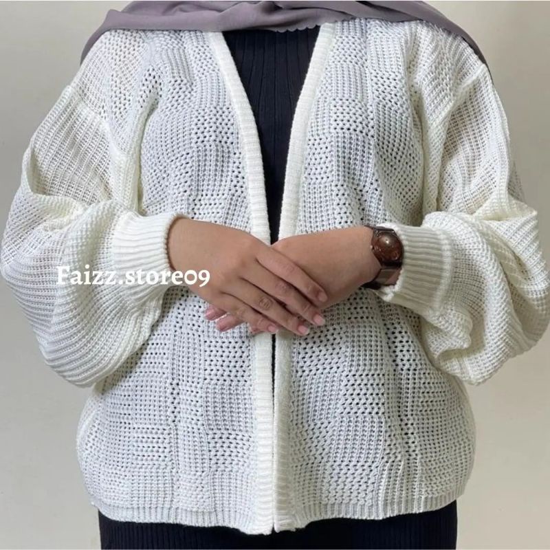 Cardigan Rajut OVERSIZE CROP CORAK KOTAK/Cardigan Rajut Wanita Tebal PREMIUM STORE09 MURAH