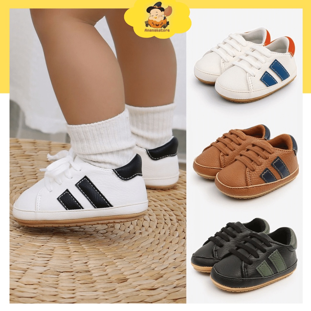 ANNANAKSTORE -  sepatu prewalker baayi lakilaai0-2 tahun / sepatu anti slip / sepatu bayi IMPOR KOREA