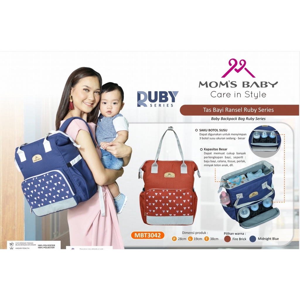 Promo !! SALE !! Mom’s Baby Tas Ransel Bayi Besar Model Annello Ruby Series - MBT 3042 - Ransel baby