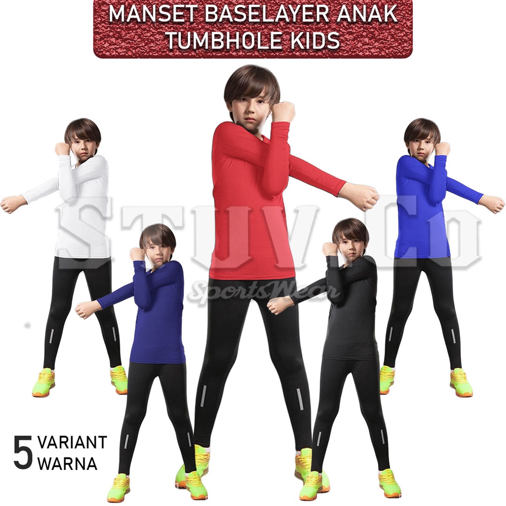 KIDS BASELAYER LONGSLEEVE THUMBHOLE MANSET OLAHRAGA ANAK JARI KIDS