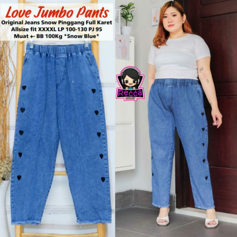 LOVE JUMBO PANT // CELANA JUMBO // PINGGANG FULL KARET // NEW MOTIF BORDIR SUPER JUMBO || CELANA BOYFRIEND WANITA PINGGANG FULL KARET SNOW