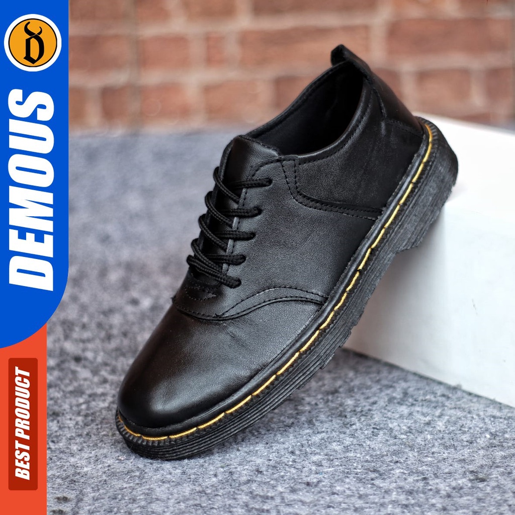 Sepatu Formal Pria Sepatu Casual Pria Kulit Asli Tali Sepatu Pantofel Kerja Kantor Kuliah Kondangan Sepatu Hitam Pria DEMOUS FIHOL