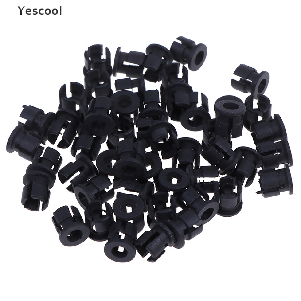 Yescool 50Pcs Klip Holder Lampu LED Bahan Plastik Ukuran 3mm / 5mm Warna Hitam