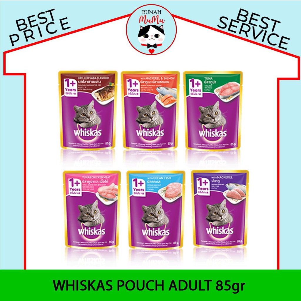 WHISKAS POUCH ADULT 85gr Murah