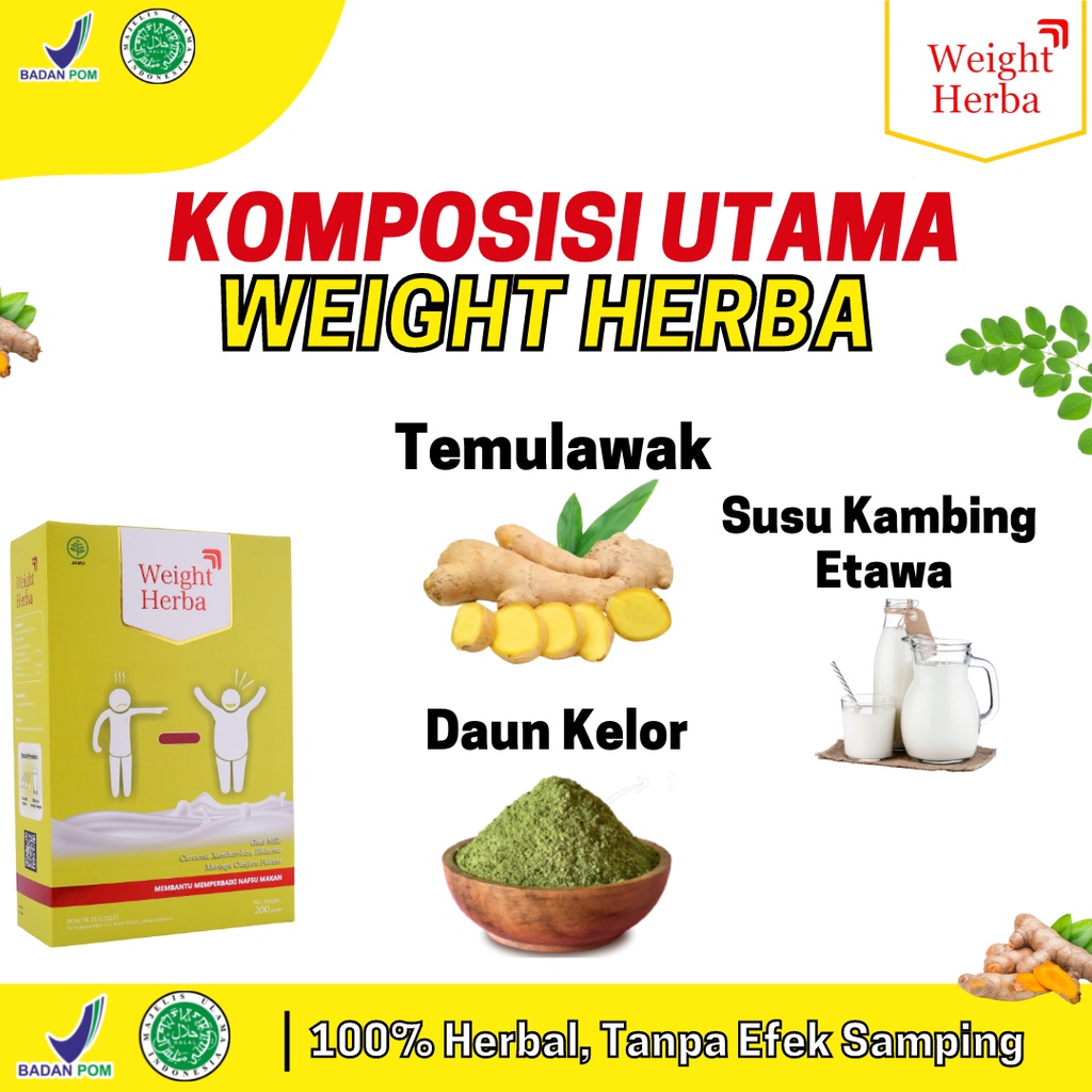 Paket 3 Box WEIGHT HERBA 100% Original Susu Penggemuk Penambah Berat Badan Nafsu Makan Tingkatkan Kalori Kualitas Tinggi Menambah Protein Terbaik Isi 200gr