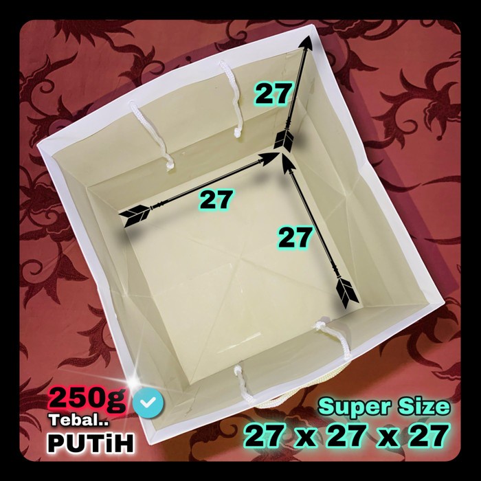 

(TERLARIS) Paper Bag Cake Kue Tumpeng 27X27X27 / Putih 250G - Paperbag Bento Nasi
