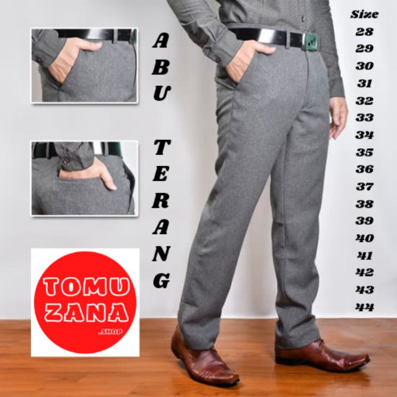 TOMUZANA_SHOP | CELANA FORMAL | PRIA | ABU TERANG | BAHAN | KANTOR | KERJA | PANJANG | SLIM FIT | KAIN | DASAR | COWOK | ORIGINAL | MASAKINI