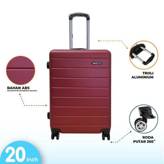 Koper Polo Vienna 20 Inch Kabin Tas Travel Cabin Size Roda 4 Murah Fiber Hardcase Kecil Berkualitas