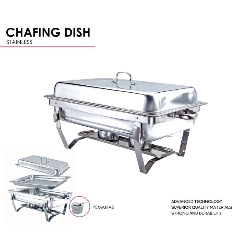 Chafing dish 1 sekat,2 sekat 11 Liter / tempat pemanas makanan  , Sayur , prasmanan / wadah saji