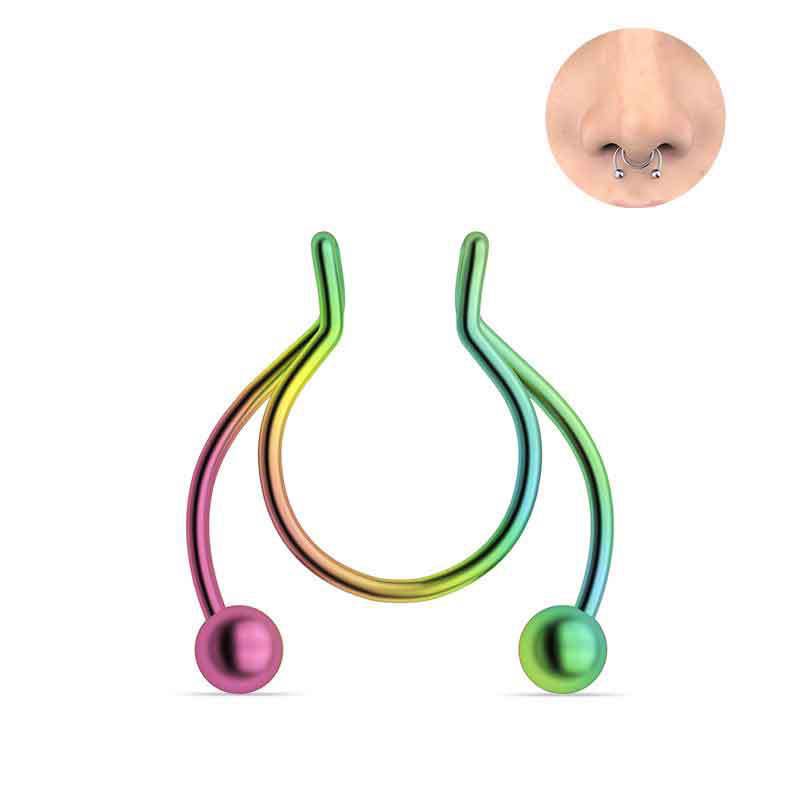 【Ready stock】Tindik Cincin Hidung Palsu Tahan Karat Septum Magnetik U Bahan Cincin Tindik Hidung Unisex fashion kecenderungan COD