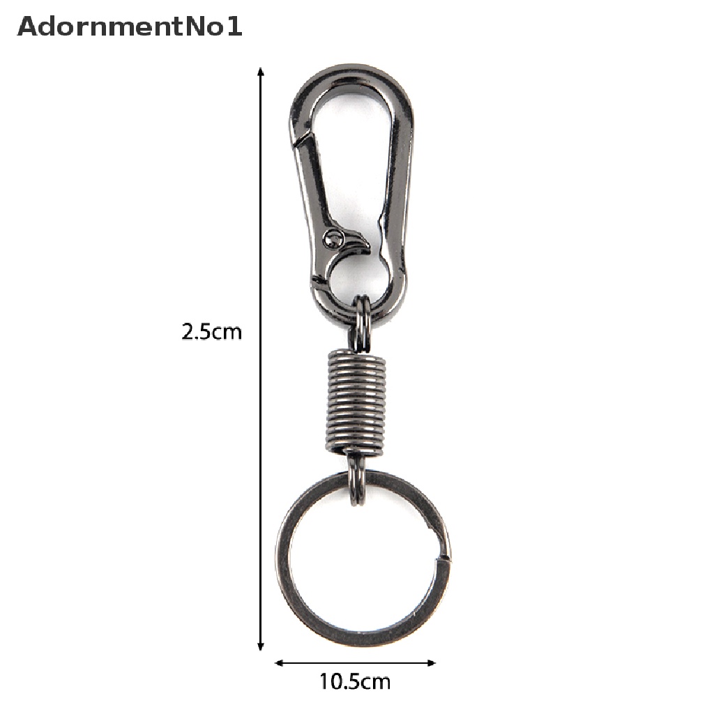 [AdornmentNo1] Spring Keychain Stainless Steel Carabiner Retractable Belt Clip Key Ring [new]