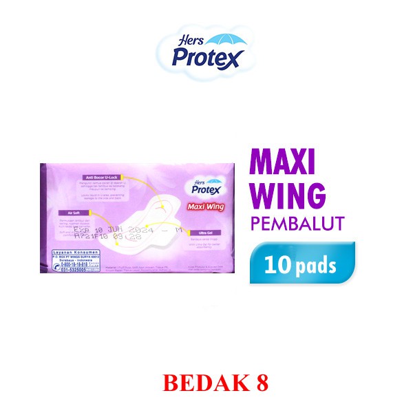 Hers Protex Maxi Wing 23 cm 10 pads/ Pembalut Wanita Hers Protex Wings 10 pads