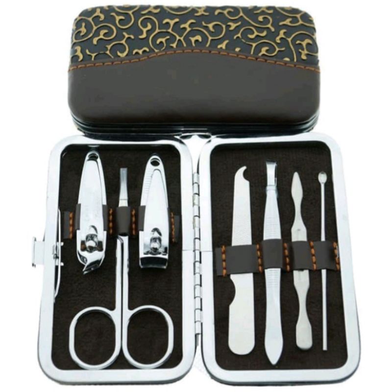 Gunting Kuku Set Stainless Steel Warna Hitam &amp; Silver / Manicure Pedicure Original