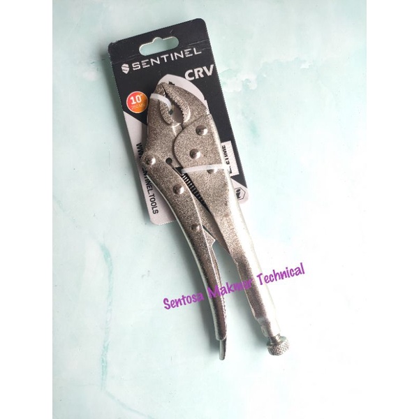 SENTINEL 10&quot; Tang Bais Buaya Bulat Bengkok Curved Locking Plier 10 Inchi