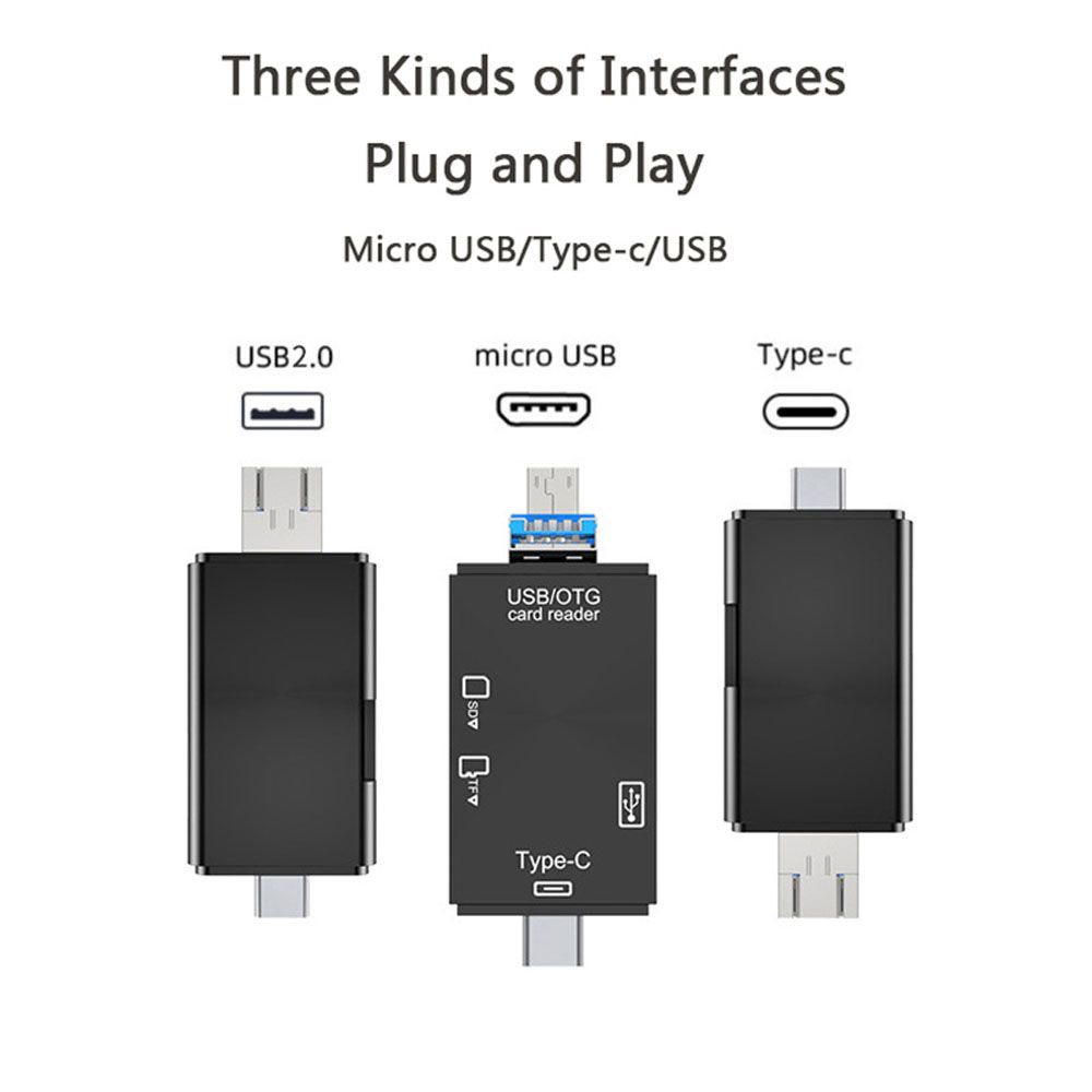 Rebuy Card Reader Micro Sd / Tf Otg 6 In 1 Usb 2.0 Tipe-C Universal Multifungsi