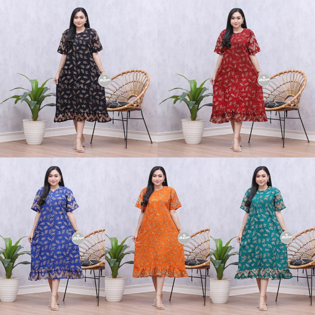 Terbaru | Daster Maura Batik Cap Rayon Premium Busui Resleting depan - Daster Wanita Lengan Pendek Kekinian - Baju Tidur Daster