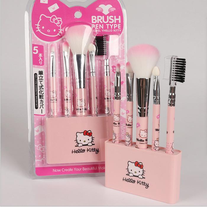 [WS] Kuas Make Up Brush 5pcs/set Kuas Makeup Eyebrow Brush Blush on Brush Eyeshadow Brush Sponge