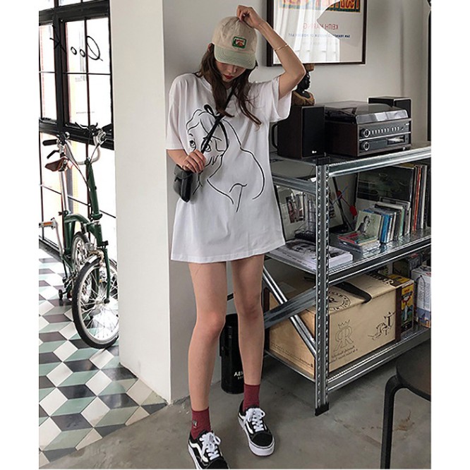 Kaos Longgar T-Shrit Atasan Kaos Wanita Korea Style Kaos T-shirt Fashion Baju Wanita Pakaian Wanita