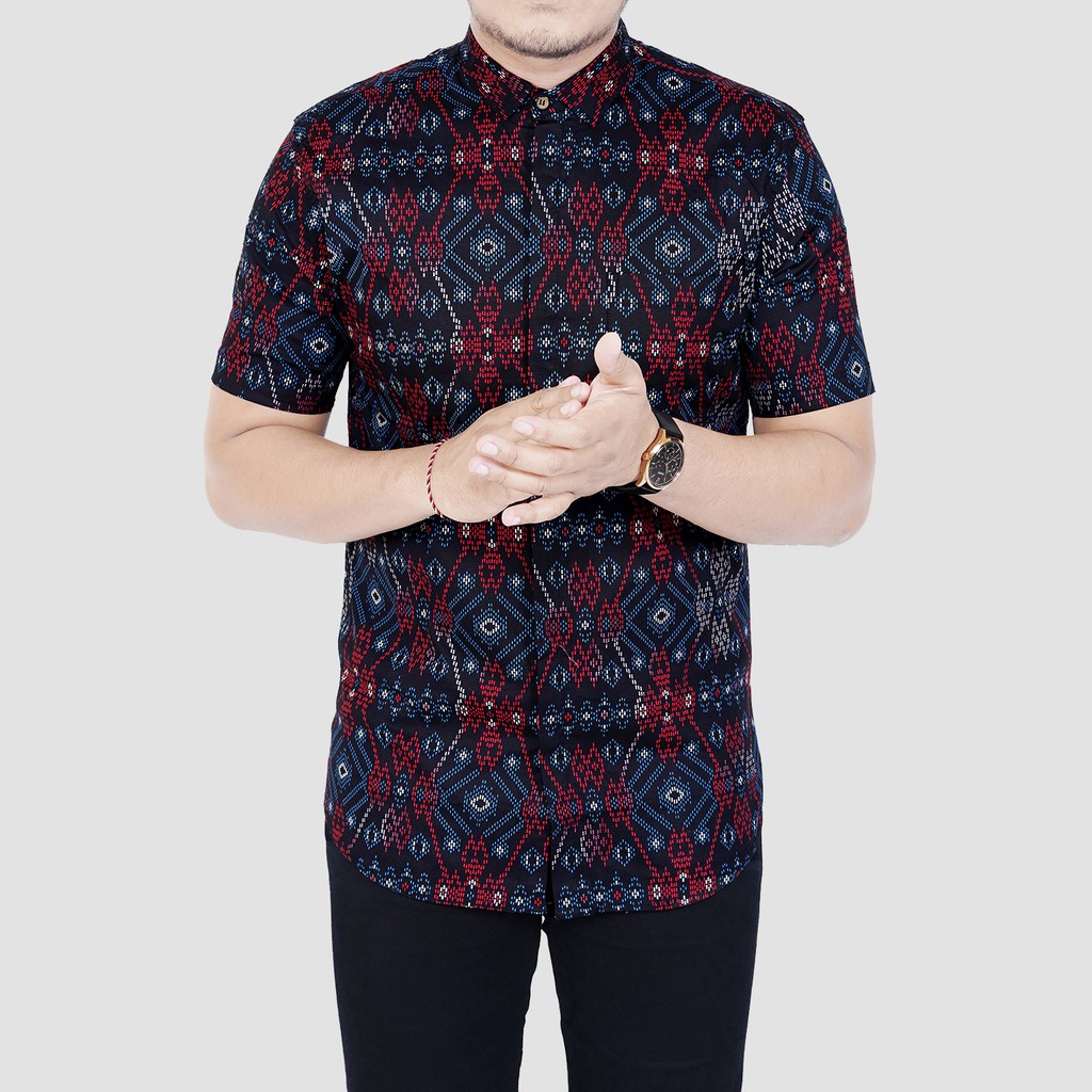 Babedo Kemeja Batik Pria Slim Fit Motif Snow Premium Lengan Pendek